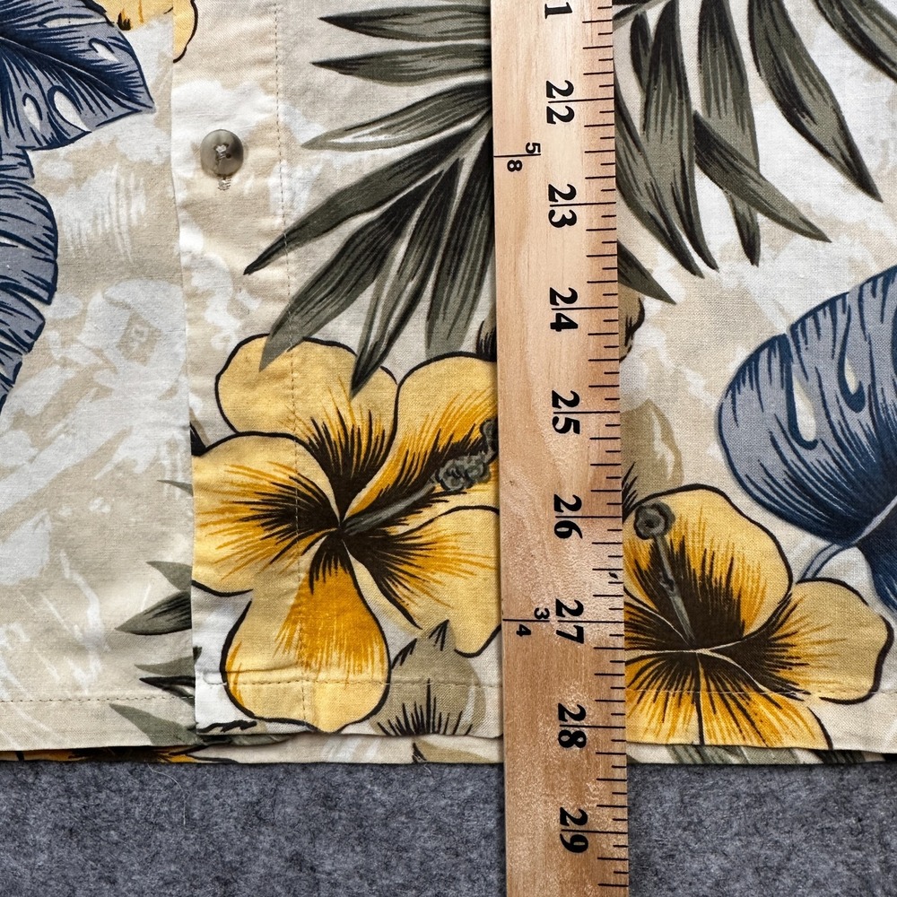 Campia Moda Hawaiian Aloha Shirt Men's S Yellow Hibiscus Vintage 90s - Y2K - Picture 7 of 8